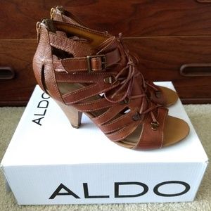 ALDO Melander Brown Sandals Heels Womens 9 Shoes